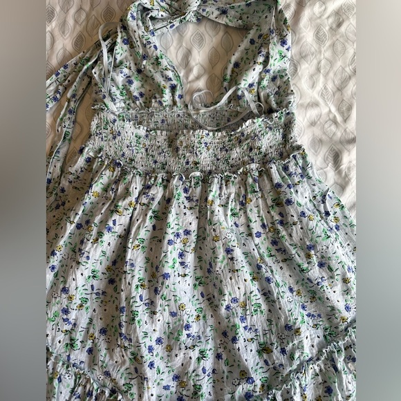 Aerie Blue Spring Fling Floral Halter Mini Dress - Picture 4 of 5
